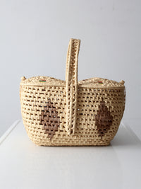 vintage woven basket with double lid