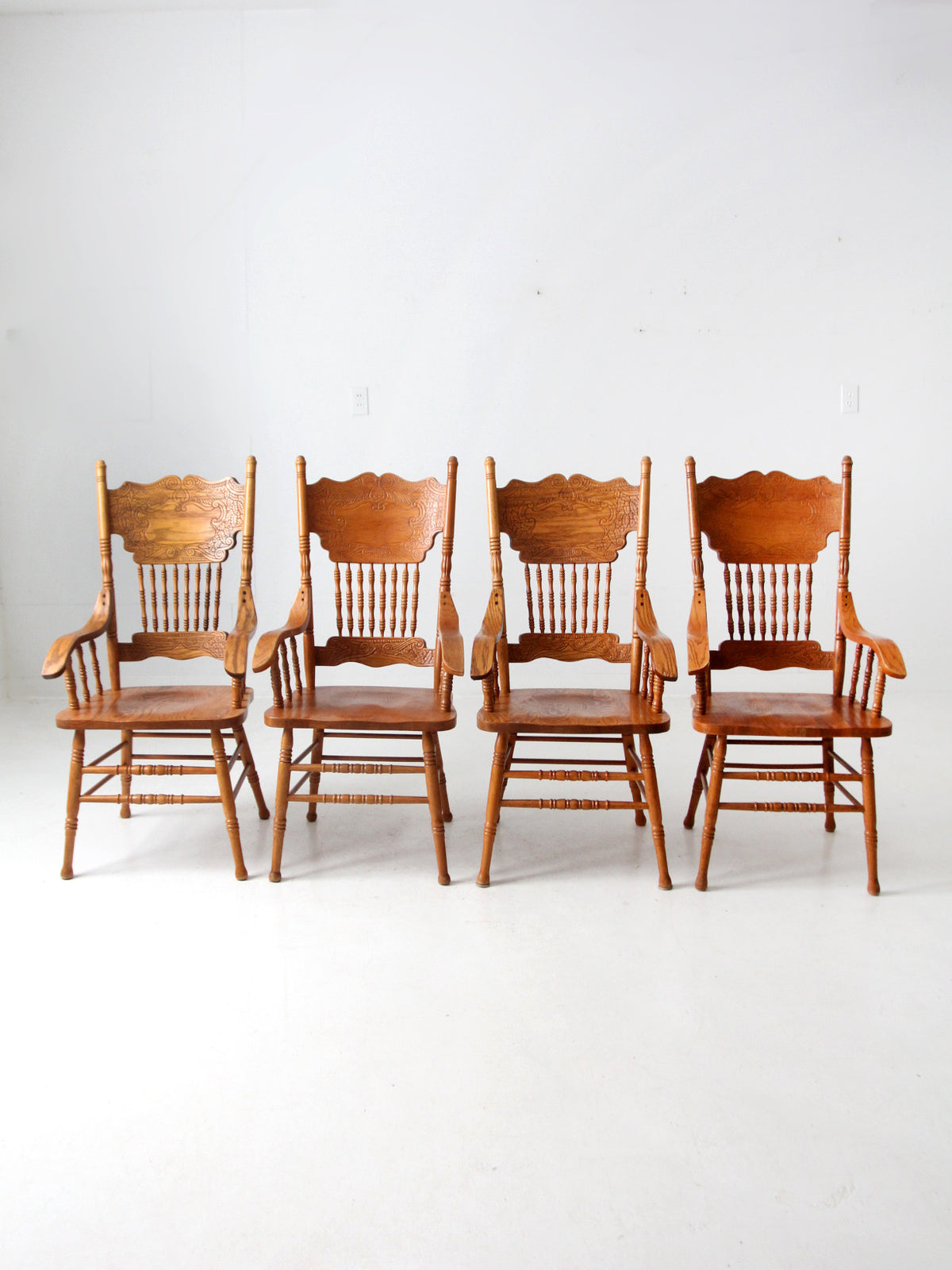 vintage press back dining chair set of 4