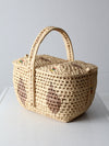 vintage woven basket with double lid