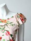 vintage rose print ruffle blouse