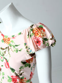 vintage rose print ruffle blouse