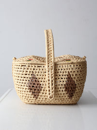 vintage woven basket with double lid