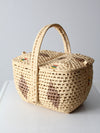 vintage woven basket with double lid