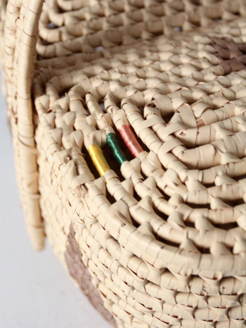 vintage woven basket with double lid