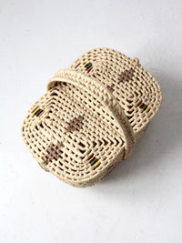 vintage woven basket with double lid