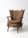 mid century maple wing back spring rocking chair