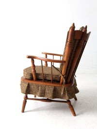 mid century maple wing back spring rocking chair