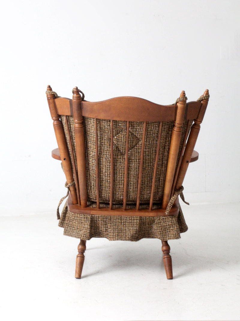 mid century maple wing back spring rocking chair