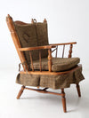 mid century maple wing back spring rocking chair