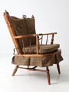 mid century maple wing back spring rocking chair