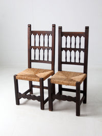 antique rush seat chairs pair