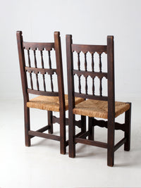 antique rush seat chairs pair