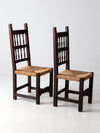 antique rush seat chairs pair