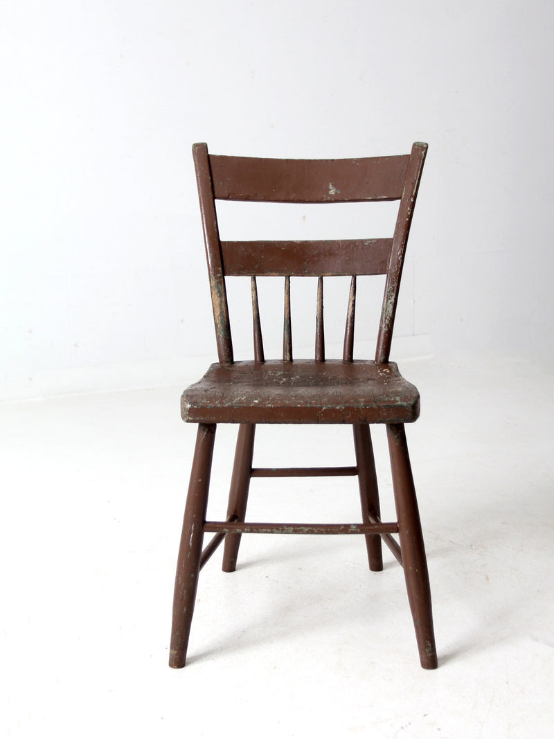 antique primitive plank seat chair