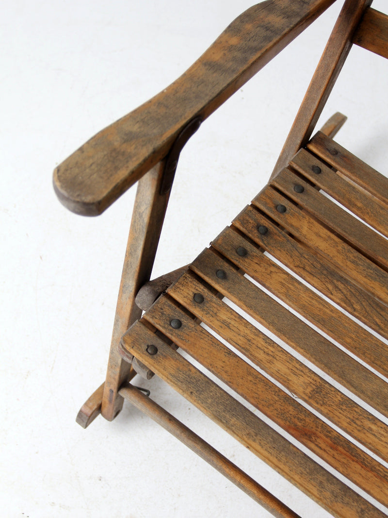 vintage slat wood folding rocker