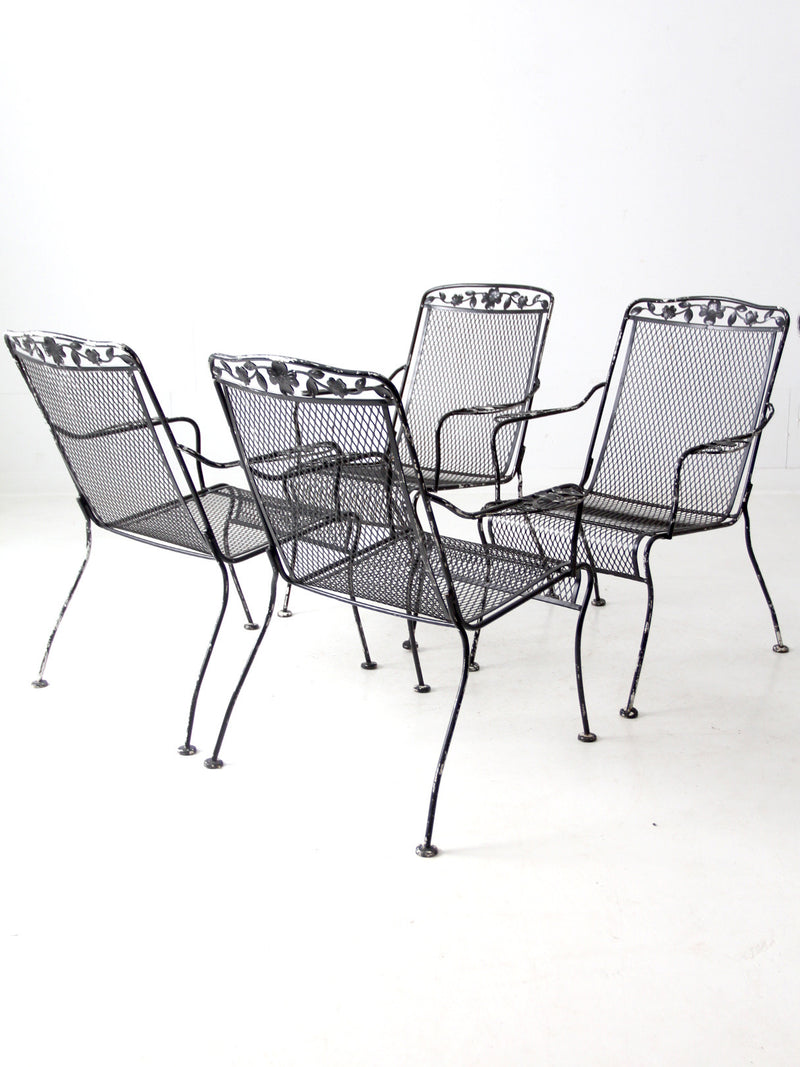 set of 4 mid century wrought iron patio chairs