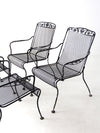 set of 4 mid century wrought iron patio chairs