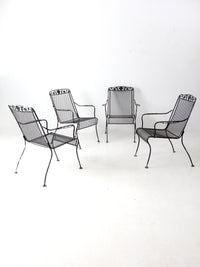 set of 4 mid century wrought iron patio chairs