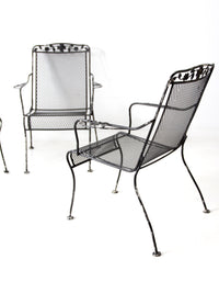 set of 4 mid century wrought iron patio chairs