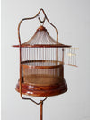 antique lacquered metal birdcage with stand