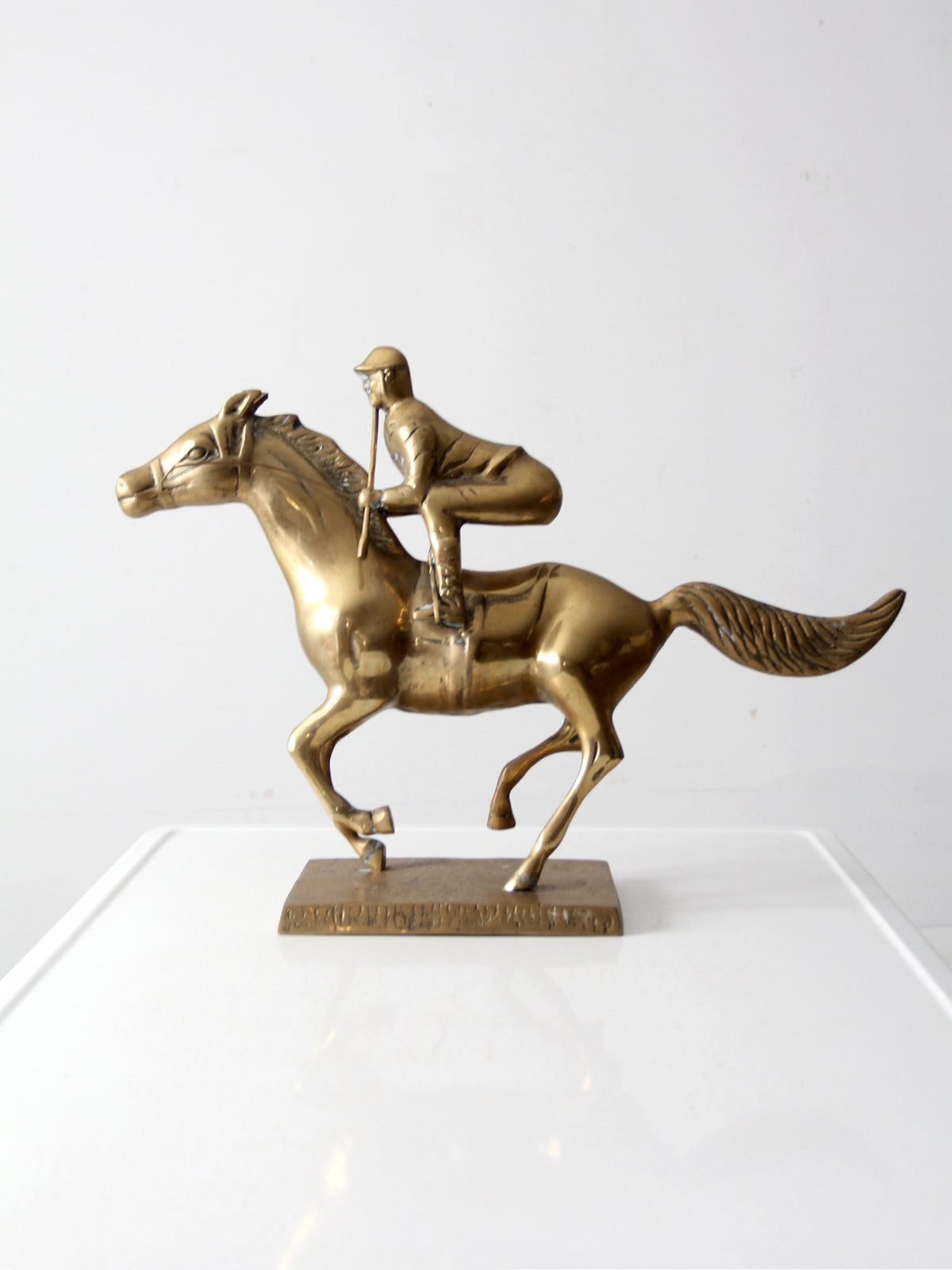 vintage brass horse and jockey sculpture