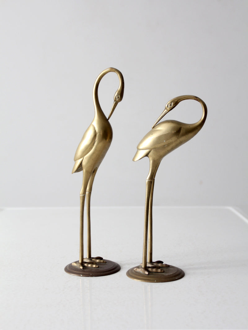 mid century brass cranes pair