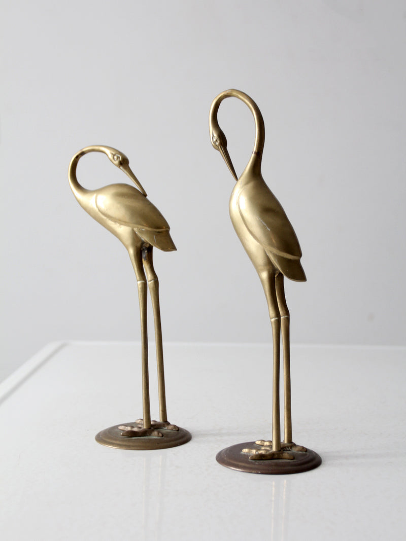 mid century brass cranes pair