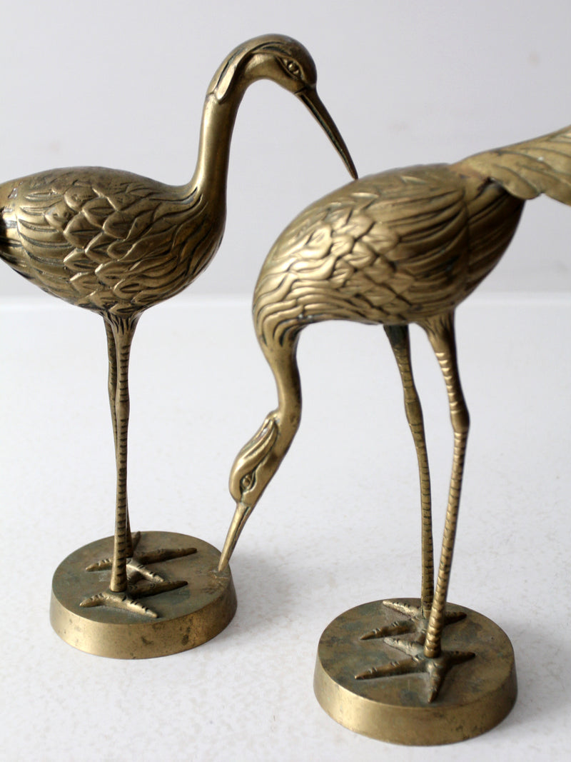 mid century brass cranes figurines pair