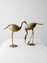 mid century brass heron figurines pair