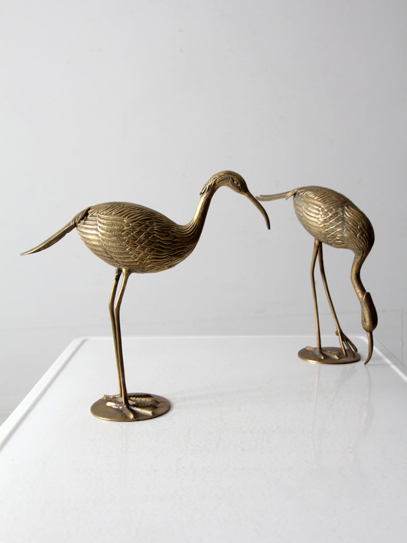 mid century brass heron figurines pair