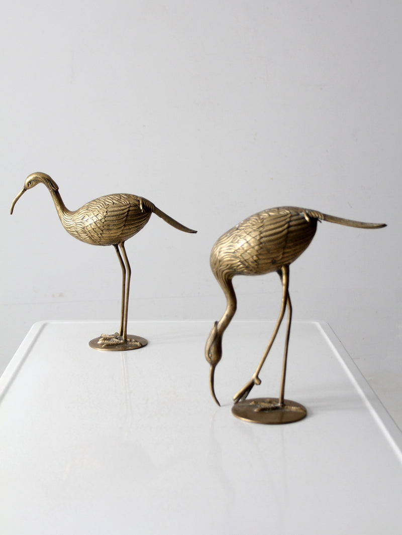 mid century brass heron figurines pair