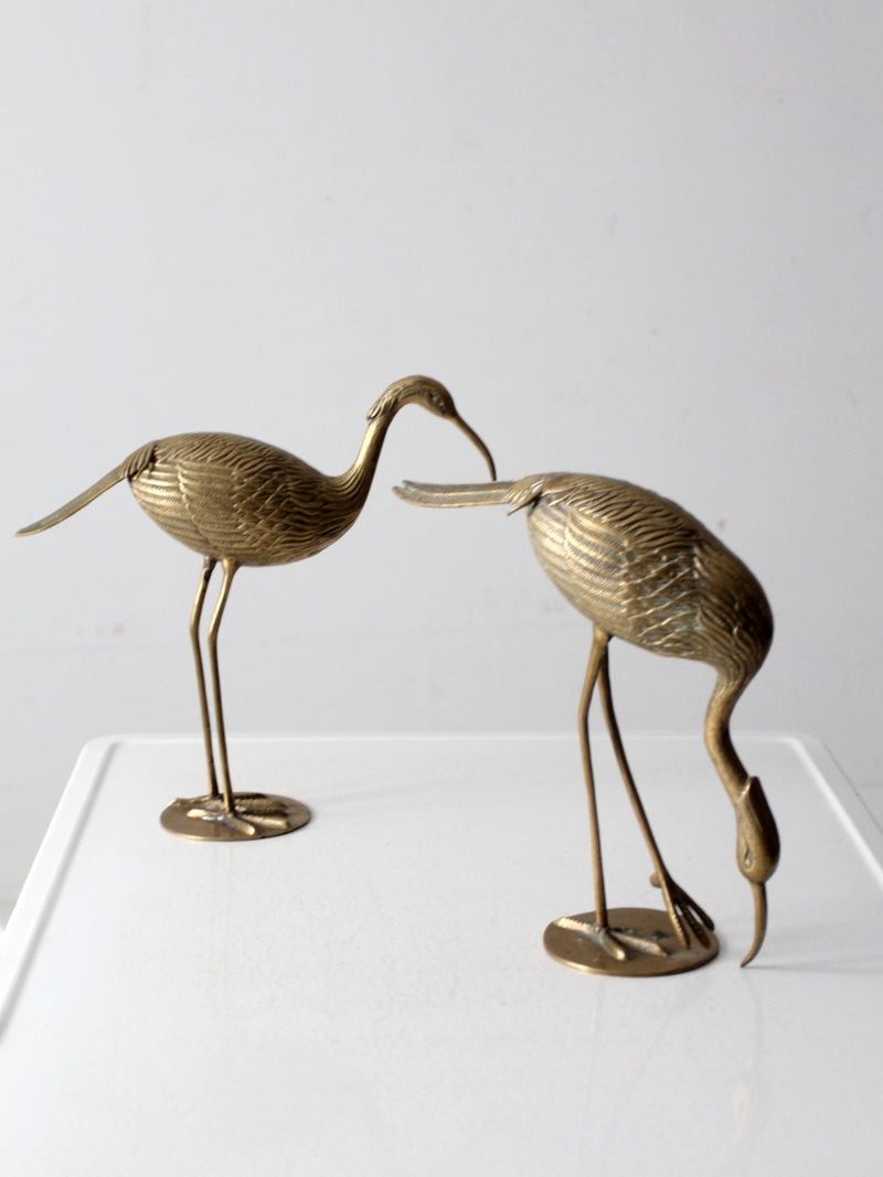 mid century brass heron figurines pair