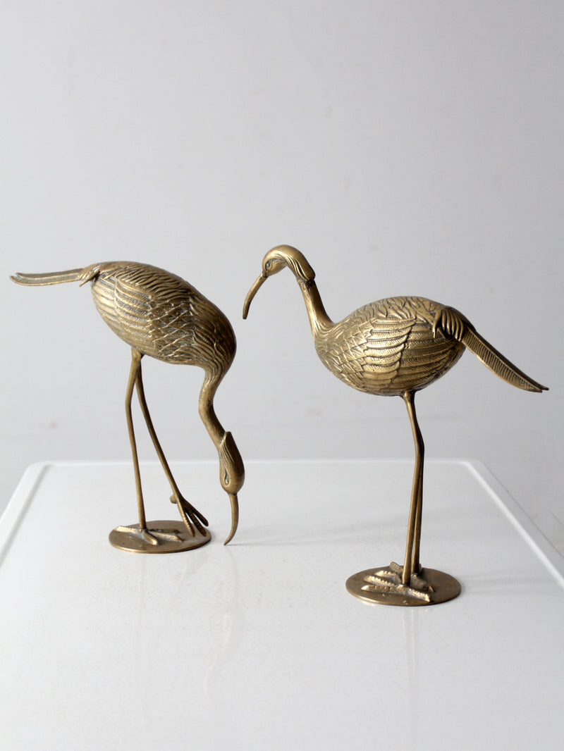 mid century brass heron figurines pair