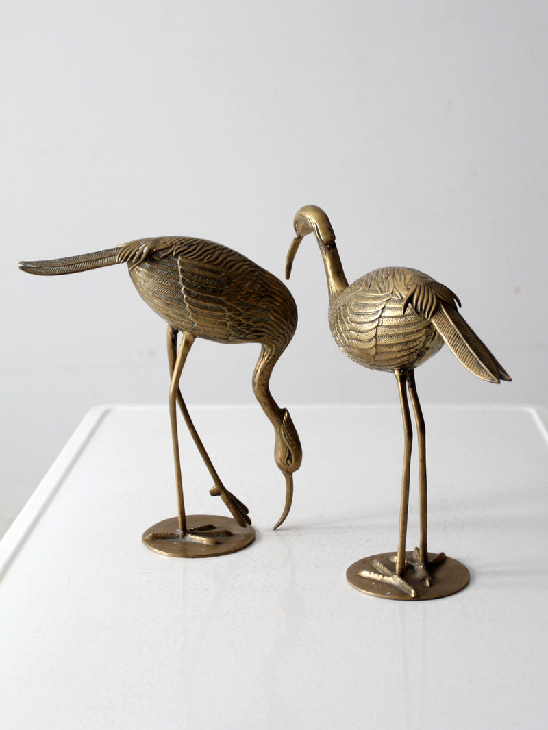 mid century brass heron figurines pair