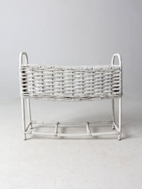 vintage white wicker plant stand