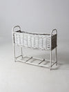 vintage white wicker plant stand