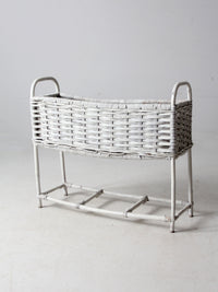 vintage white wicker plant stand