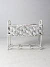 vintage white wicker plant stand