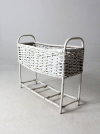 vintage white wicker plant stand