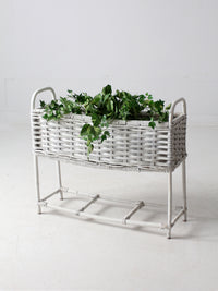 vintage white wicker plant stand