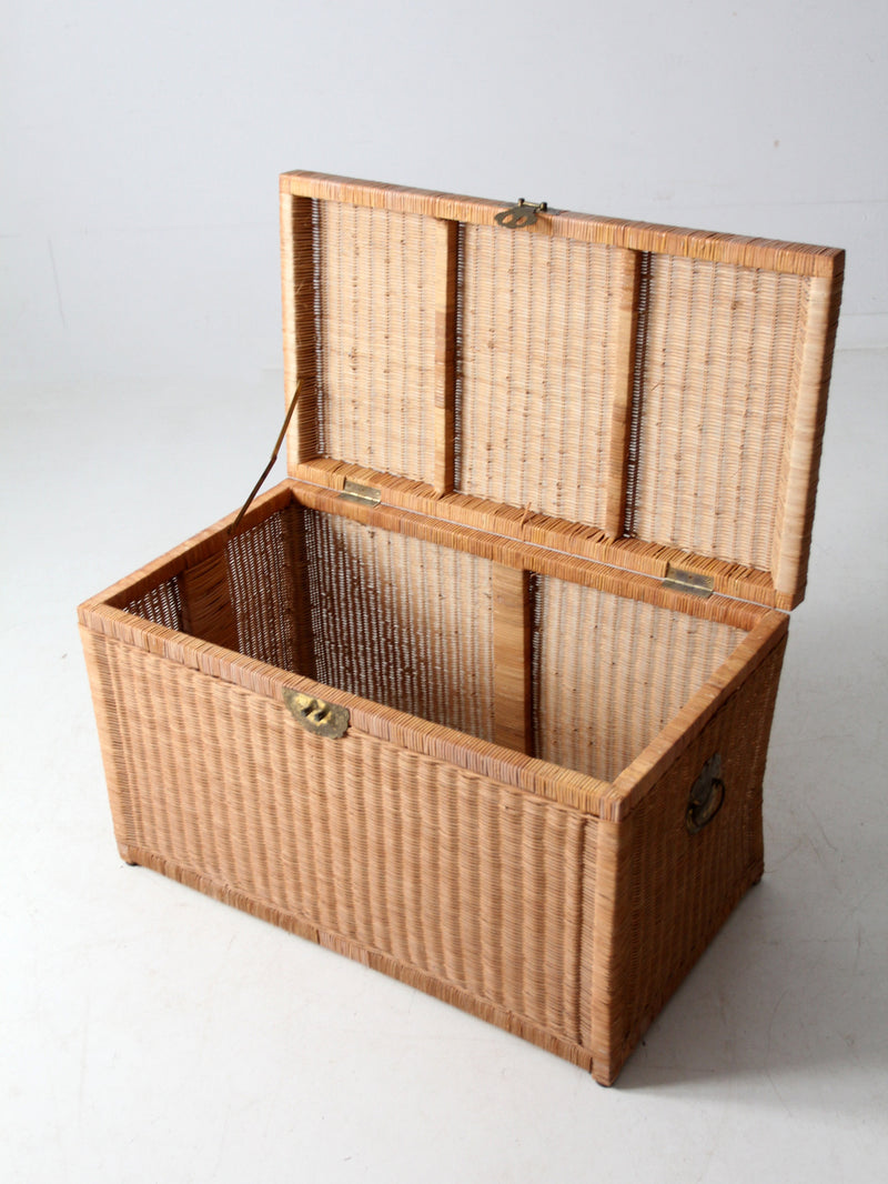 vintage rattan trunk with glass top