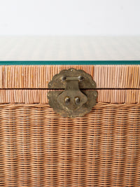 vintage rattan trunk with glass top