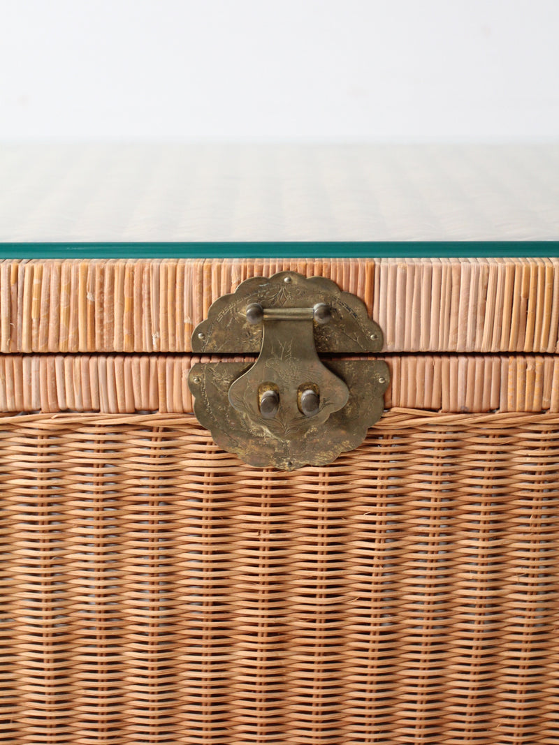 vintage rattan trunk with glass top