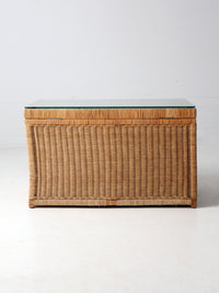 vintage rattan trunk with glass top