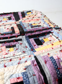 vintage handmade log cabin quilt