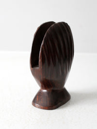 vintage ironwood seashell napkin holder