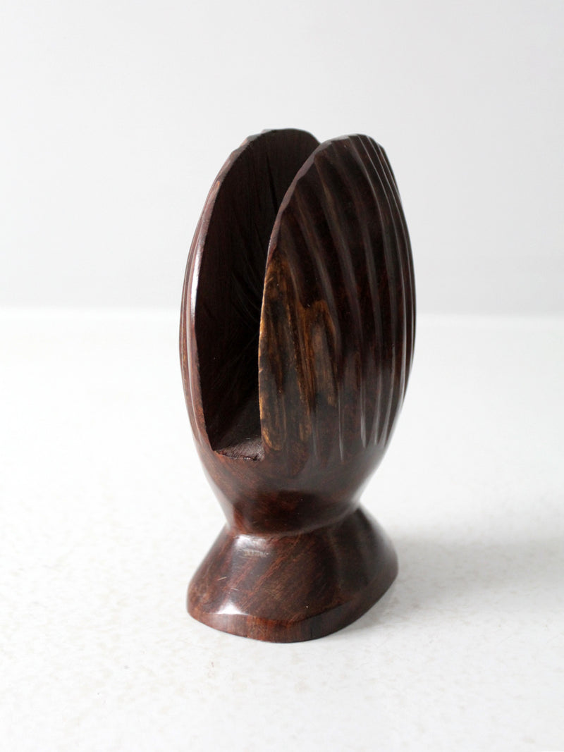 vintage ironwood seashell napkin holder