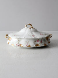 antique Haviland Limoges floral covered bowl