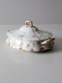 antique Haviland Limoges floral covered bowl