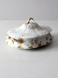 antique Haviland Limoges floral covered bowl